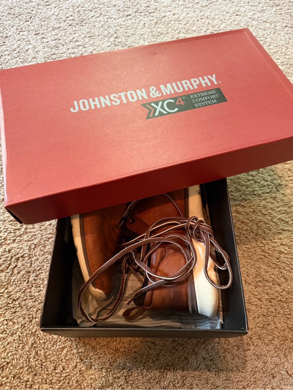 Johnston & Murphy Men's Brown Leather Perforated Lace-Up Sneakers - Picture 6 of 6